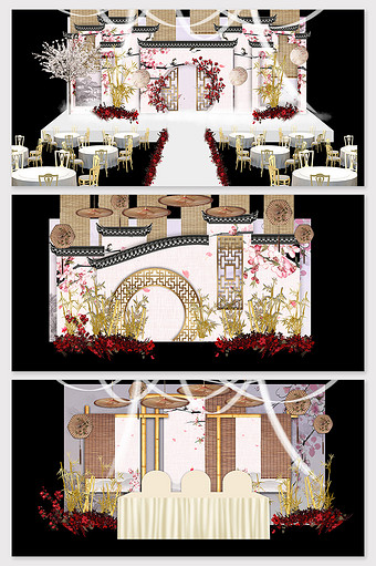 中国风唯美徽派婚礼效果图图片