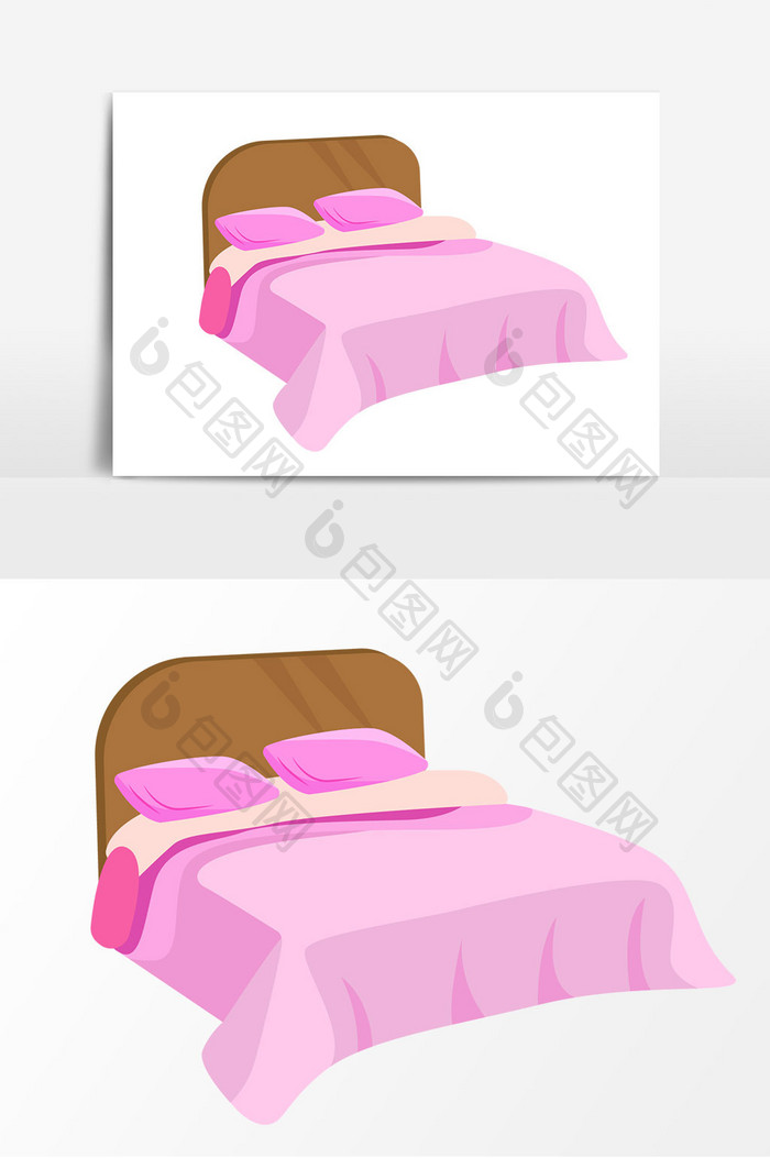 卡通粉色床铺元素设计