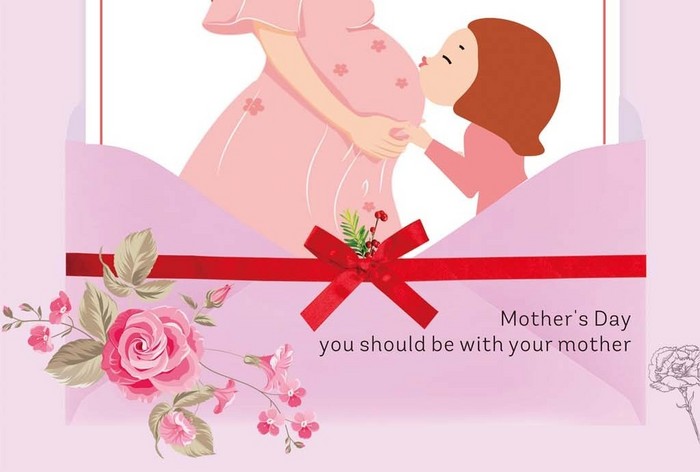 母亲节粉红玫瑰海报