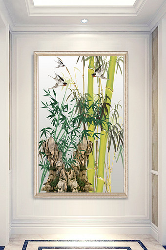 竹子飞燕玄关背景墙图片