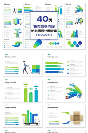 40页物流箭头流程信息可视化PPT图表