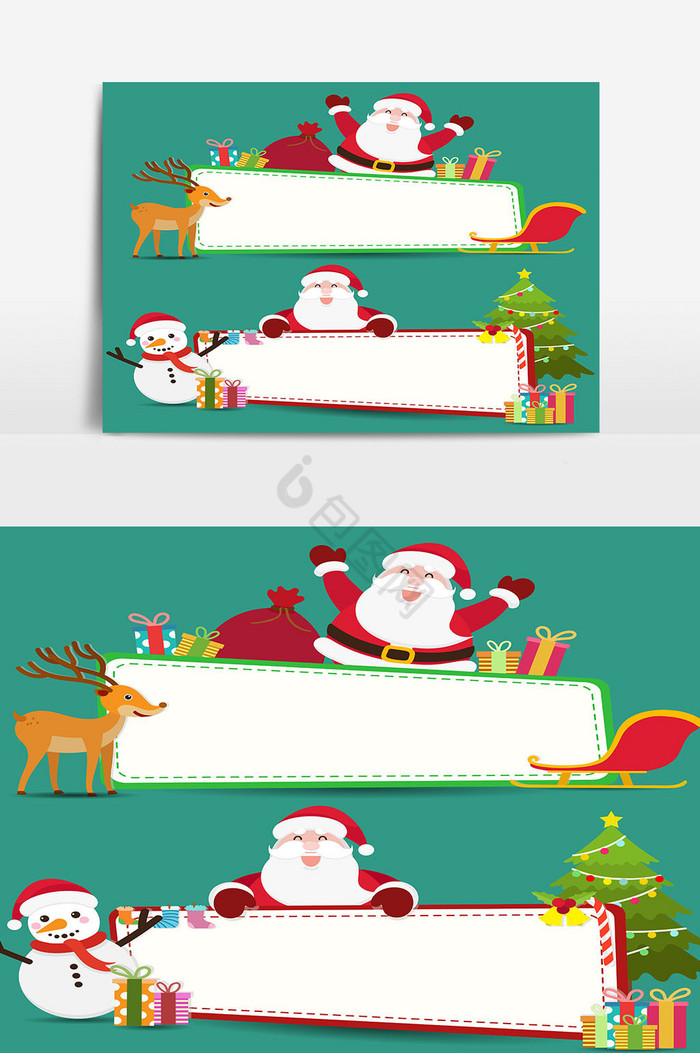 圣诞和新年装饰与圣诞老人和雪人图片