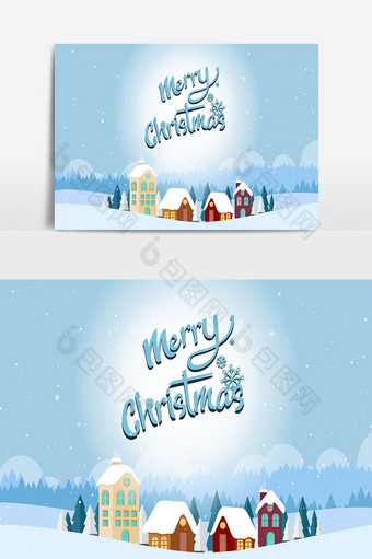 圣诞和景观背景与树和房子在冰世界03图片