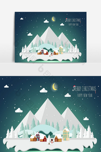圣诞和景观背景与树和房子在冰的世界图片