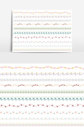 美丽的矢量线边框设置和涂鸦设计元素19