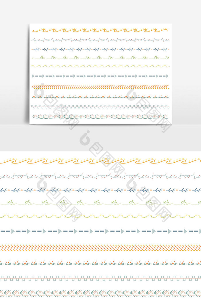 美丽的矢量线边框设置和涂鸦设计元素13