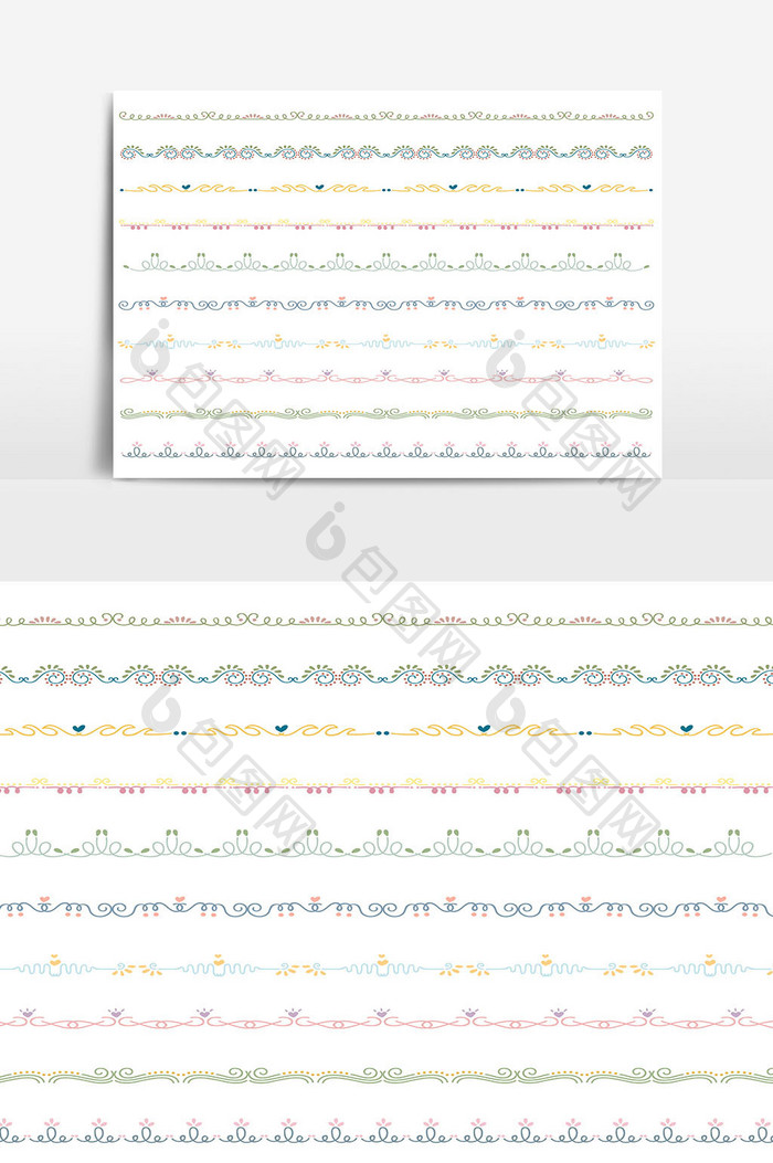 美丽的矢量线边框设置和涂鸦设计元素12