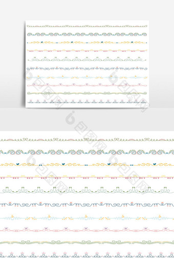 美丽的矢量线边框设置和涂鸦设计元素12图片