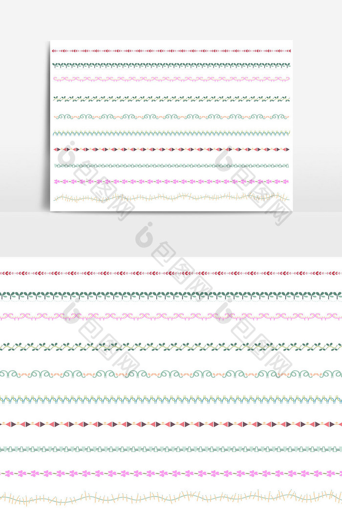 美丽的矢量线边框设置和涂鸦设计元素11
