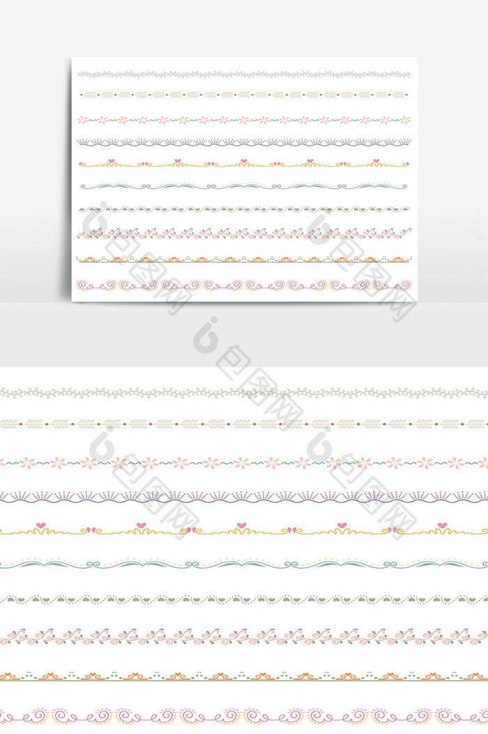 美丽的矢量线边框设置和涂鸦设计元素10