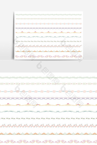 美丽的矢量线边框设置和涂鸦设计元素10图片