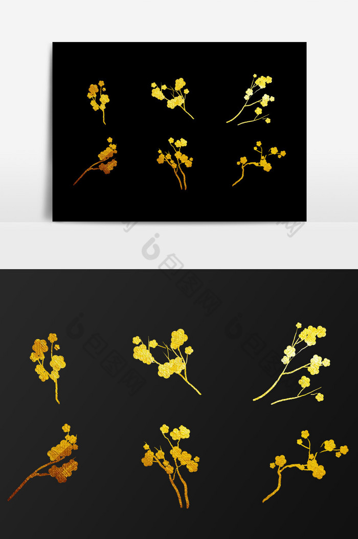 金色梅花花朵装饰图片图片