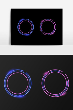 圆形科技霓虹光影电商边框元素