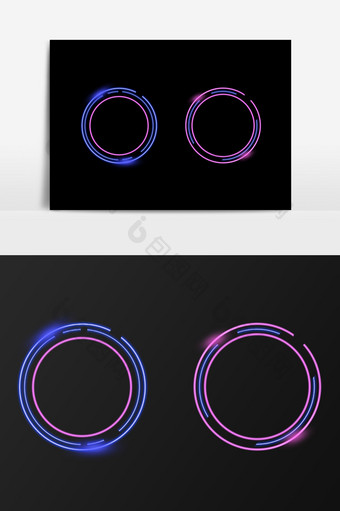 圆形科技霓虹光影电商边框元素图片