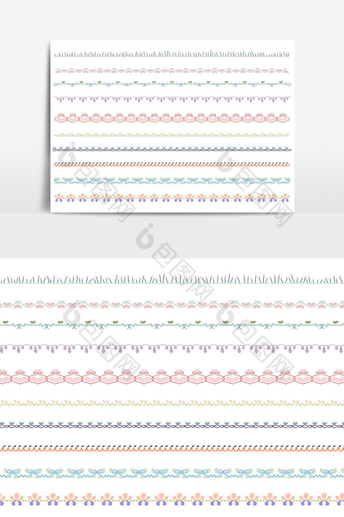 美丽的矢量线边框设置和涂鸦设计元素08