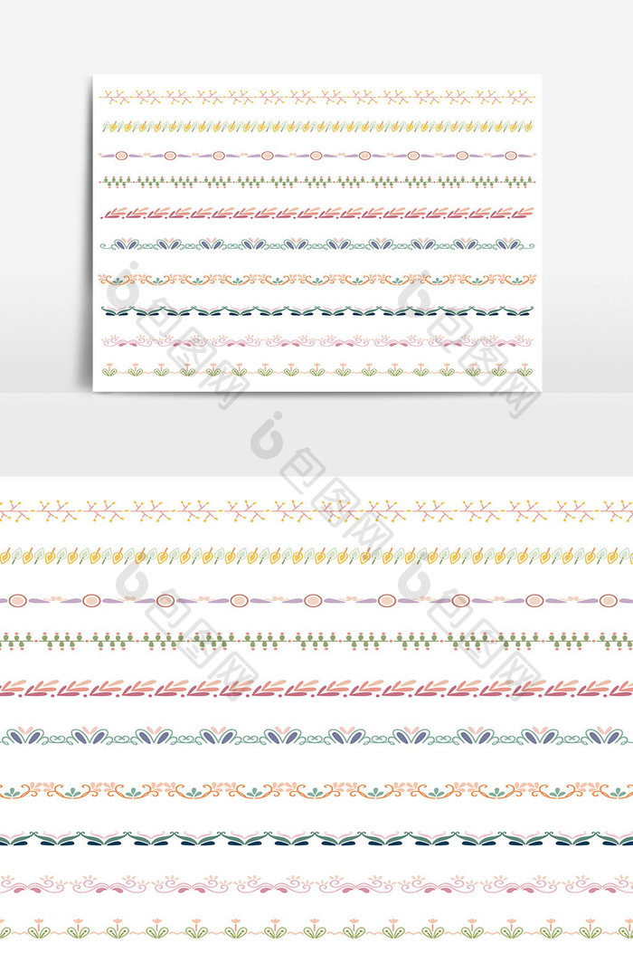 美丽的矢量线边框设置和涂鸦设计元素06