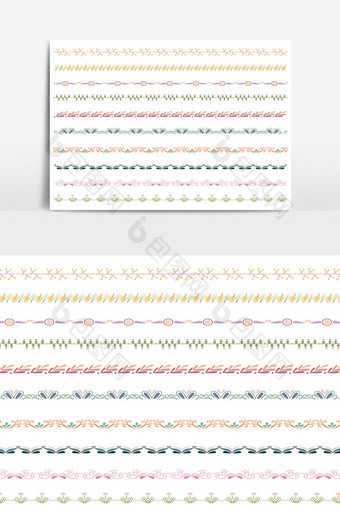 美丽的矢量线边框设置和涂鸦设计元素06图片
