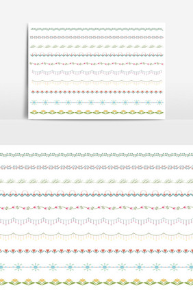 美丽的矢量线边框设置和涂鸦设计元素04