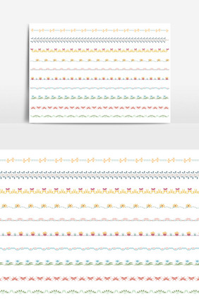 美丽的矢量线边框设置和涂鸦设计元素03