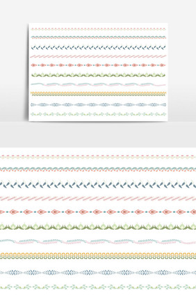 美丽的矢量线边框设置和涂鸦设计元素01