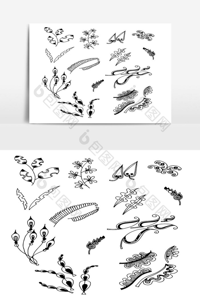 在大纲01中手绘一组涂鸦叶矢量