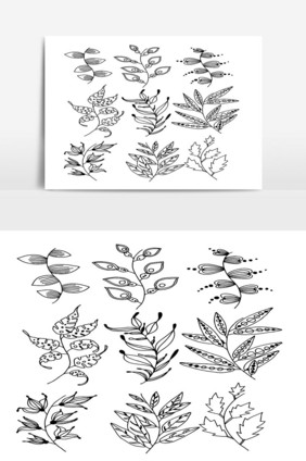 在大纲06中手绘一组涂鸦叶矢量