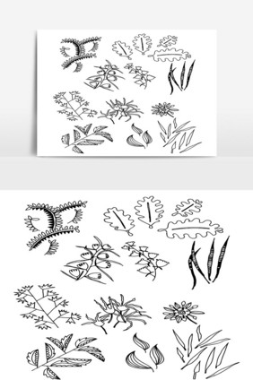 在大纲08中手绘一组涂鸦叶矢量