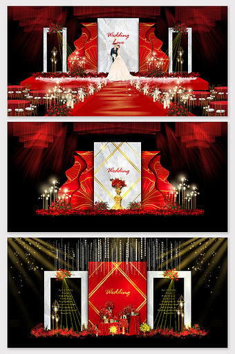 现代简约红白大理石婚礼效果图图片