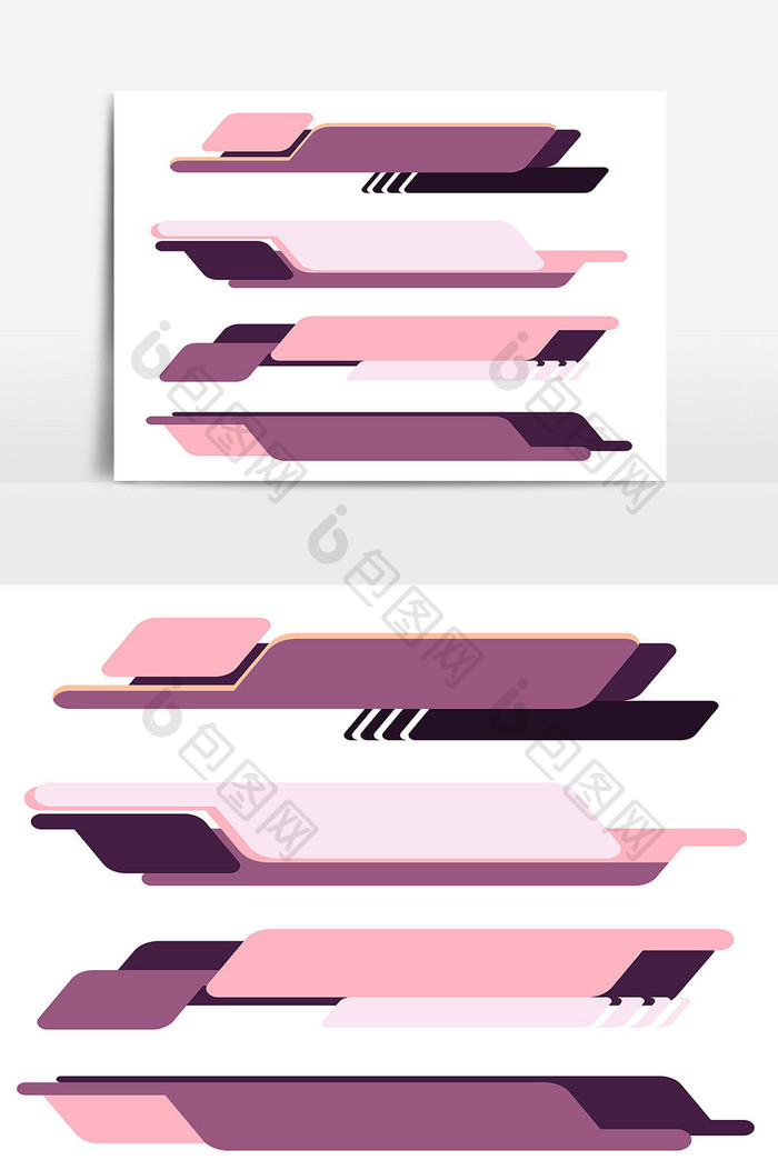设置现代旗帜在组合紫色和粉红色的下三09