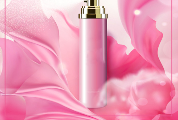 粉色温馨浪漫化妆品推广海报