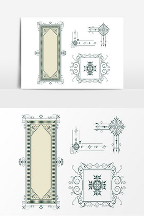 欧式花边框花纹AI矢量元素