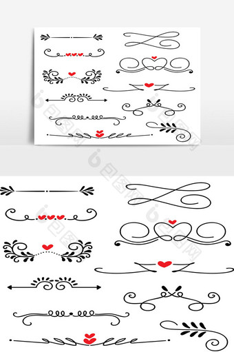 手绘线条边框婚礼艺术矢量图图片