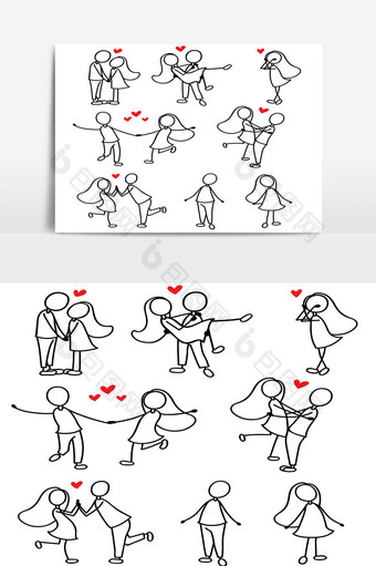 卡通手绘情侣情侣线图片