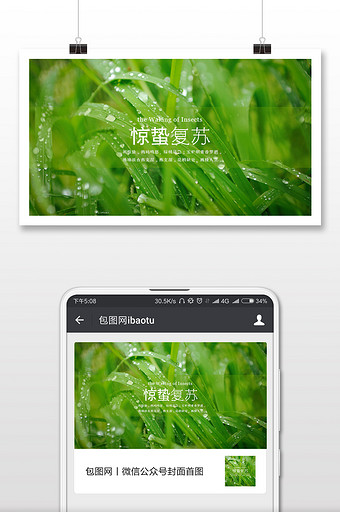 绿色清新惊蛰微信首图图片