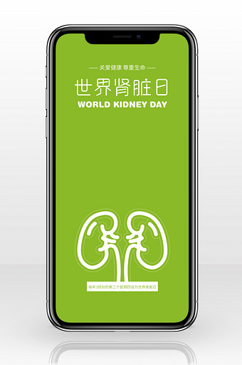 绿色世界肾脏日手机海报配图图片