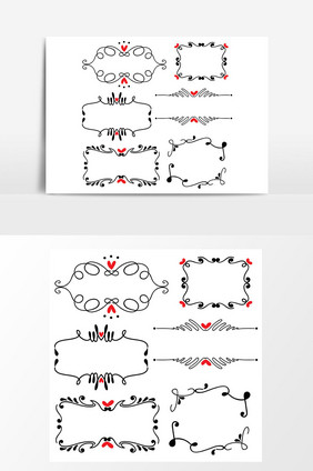 手绘线条边框婚礼艺术矢量图