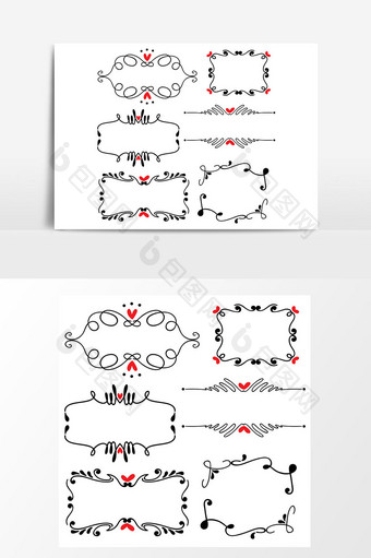 手绘线条边框婚礼艺术矢量图图片