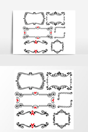 手绘线条边框婚礼艺术矢量图