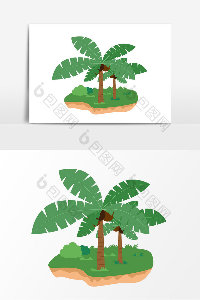绿色卡通棕榈树元素