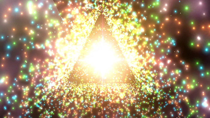 炫酷金色粒子闪烁三角形晚会年会背景led