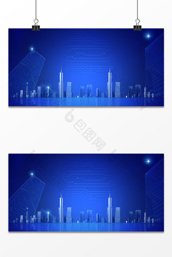 蓝色城市科技商务光效背景图片