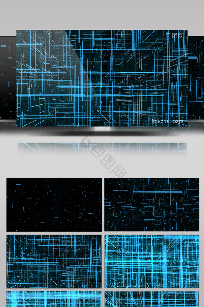 蓝色科技三维线条空间穿梭背景素材