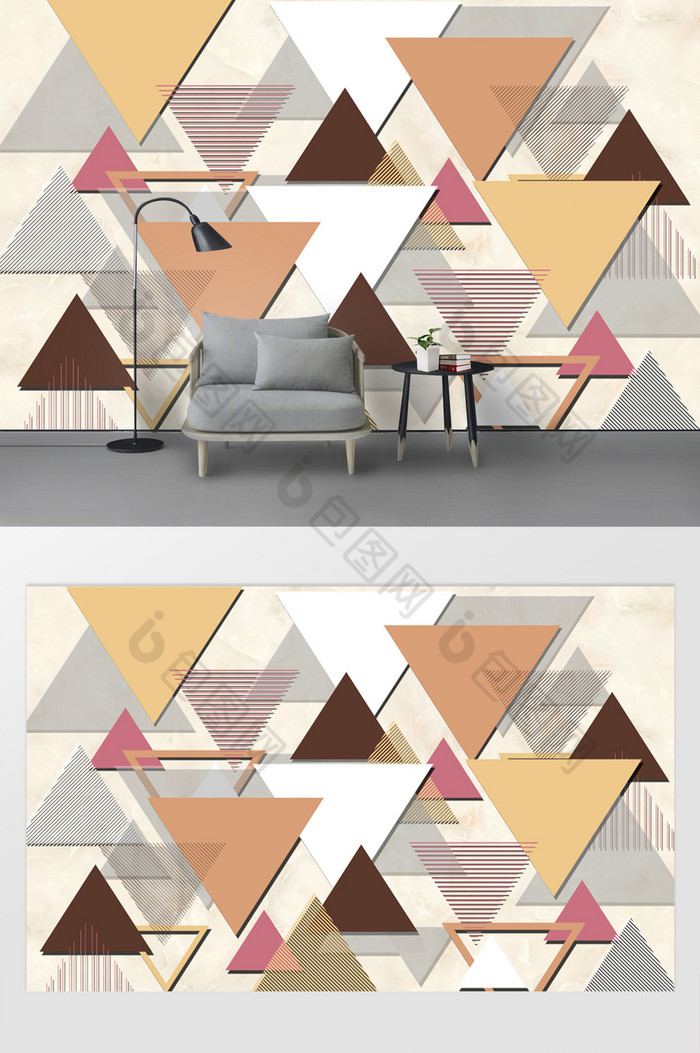 现代创意几何三角菱形电视背景墙图片图片