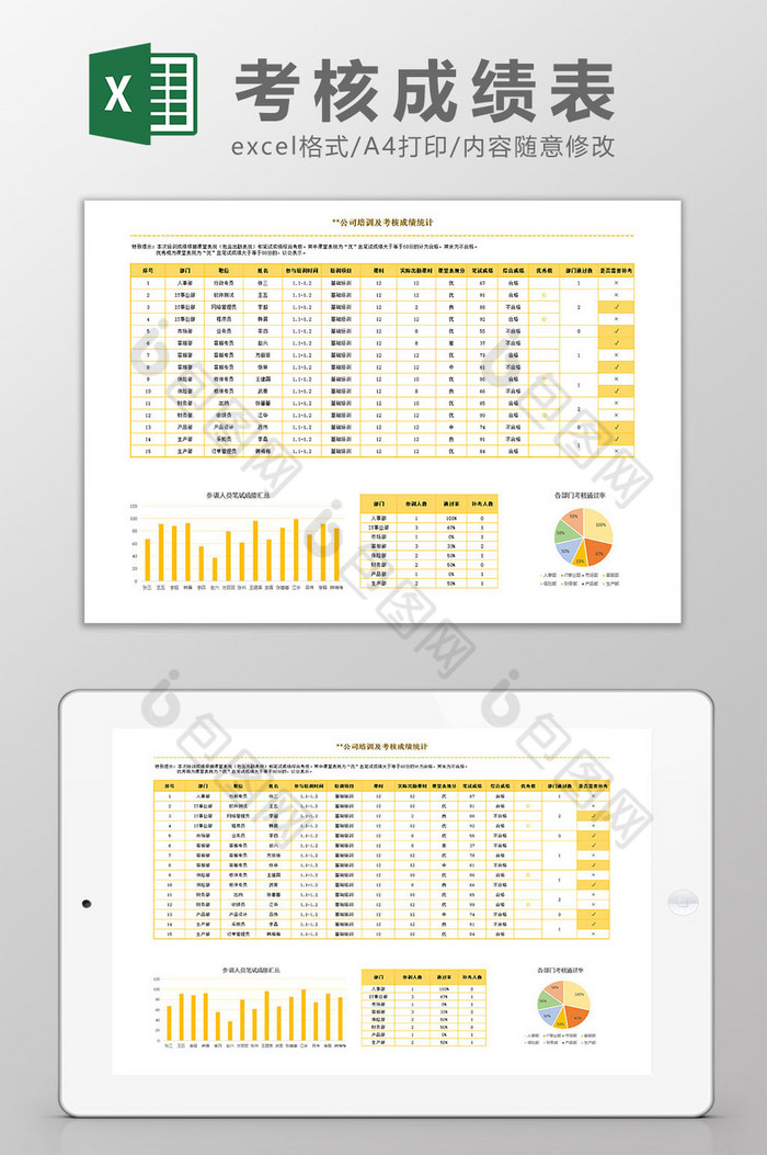 考核成绩表EXCEL模板图片图片