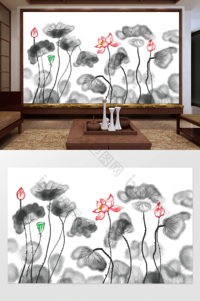 中式风格电视背景墙背景墙定制图片