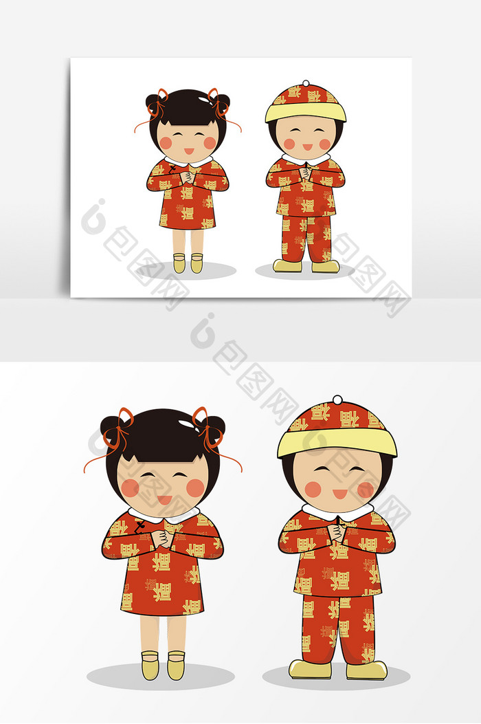 中国风卡通人物形象元素 春节