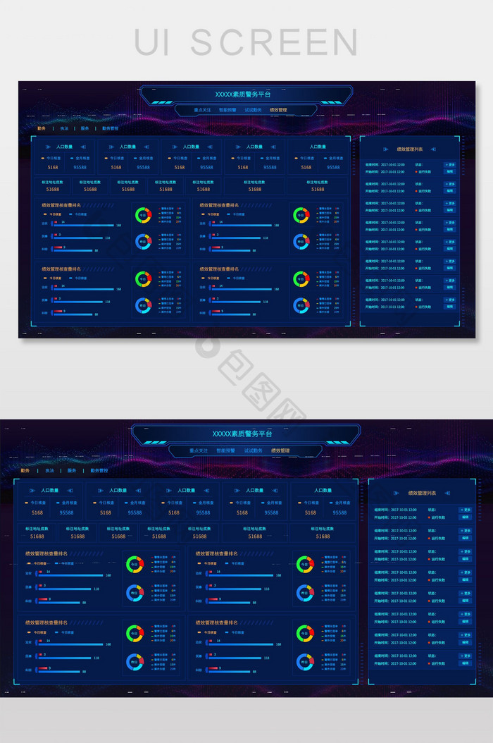 大屏展示后台数据可视化UI界面