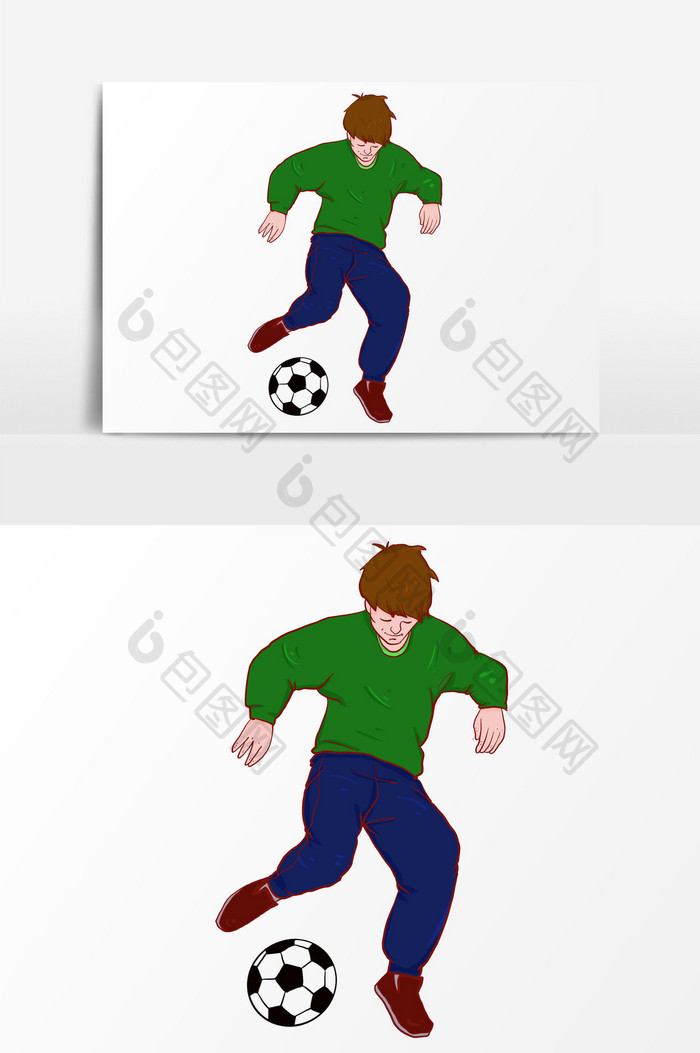 足球运动手绘卡通元素