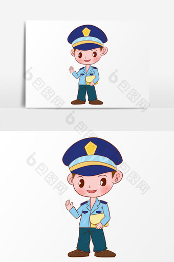 可爱卡通警察形象元素图片