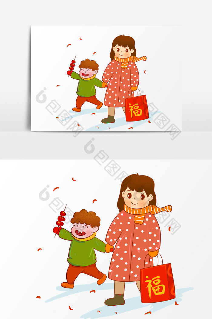 中国风新年春节卡通人物